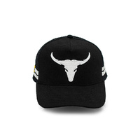 Rocko's Outback Caps - Longhorn Bull Black Trucker Cap